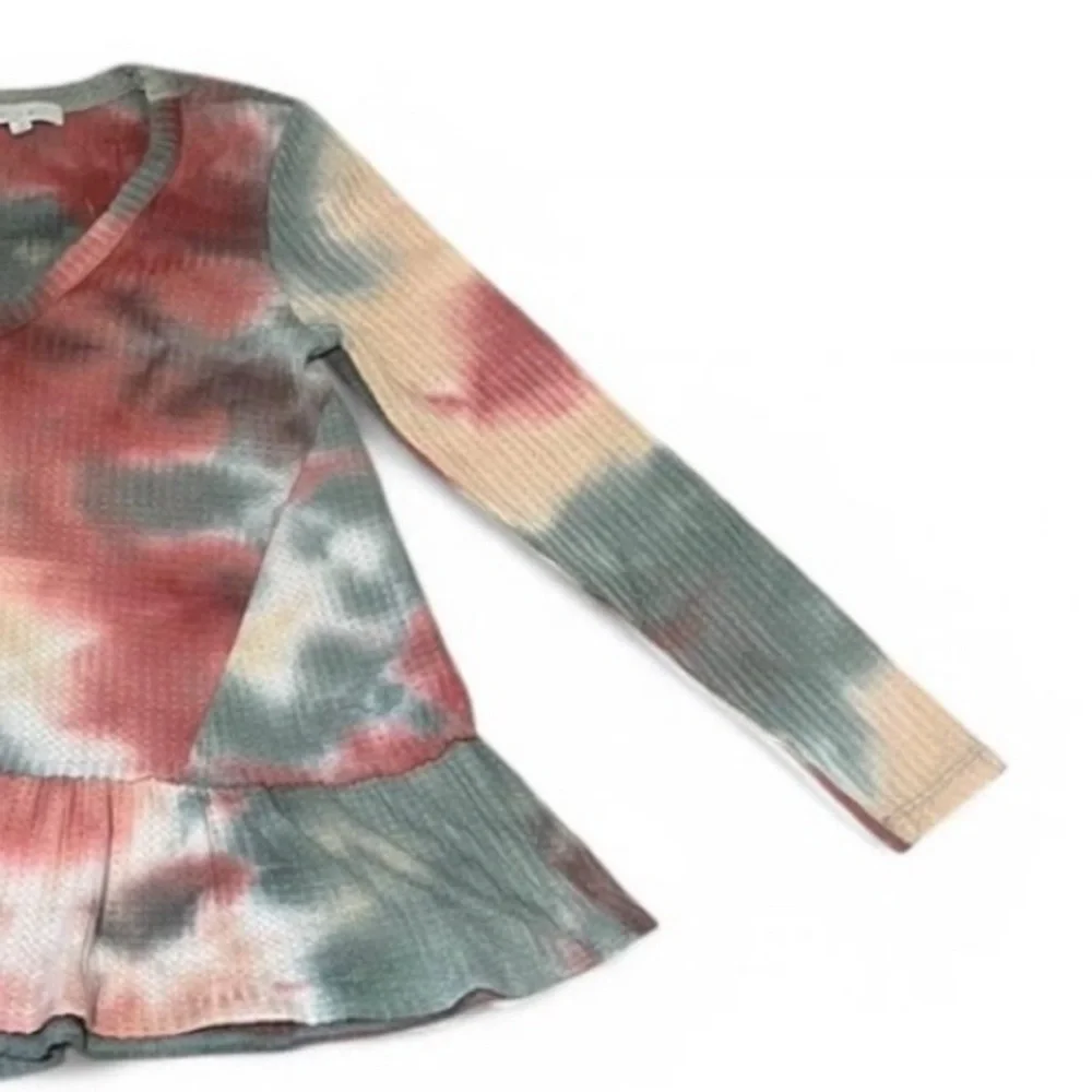 Anthropologie Eri + Ali Tallie Rainbow Tie Dye Waffle Knit sweater, size XS